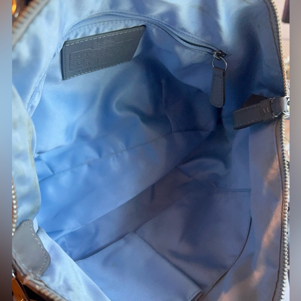 Coach Madison Sophia Clover Logo Gray/Blue Sateen and Leather shoulder bag - Picture 2 of 9